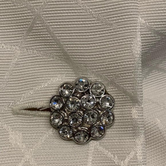 Vintage Mary McFadden Ivory Textured Blazer Rhinestone Buttons Sz 12 - Picture 8 of 11